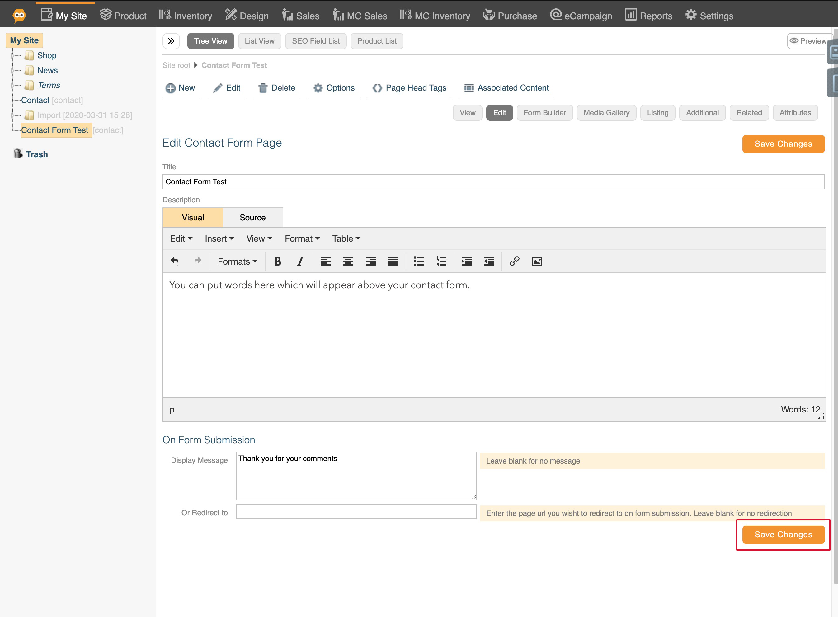 diagram for contact form step eight